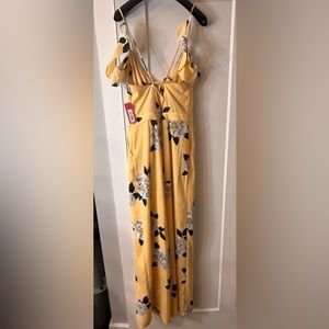 Yellow and white floral strappy jumpsuit